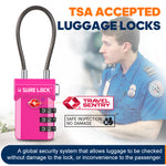 TSA Approved 3-Digit Combination Cable Lock (Rose Red Pack) - LockSelect 