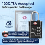 TSA Approved Luggage Lock – 3-Digit Combination Padlock with Open Alert & Easy-Read Dials (Black Pack) - LockSelect 