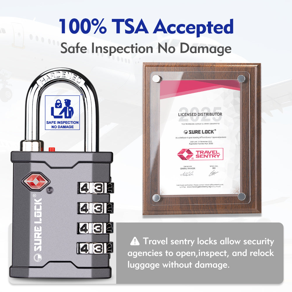 TSA Accepted Combination Luggage Padlock – Ideal for Gun Cases, Transport Equipment, and More (Grey Pack) - LockSelect 
