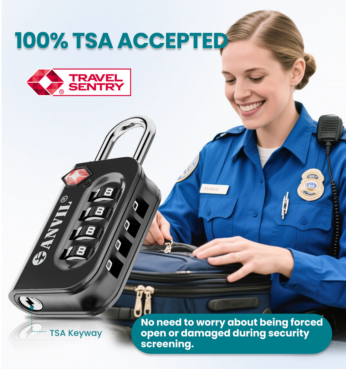 Anvil TSA Approved Luggage Lock – 4-Digit Combination (4 Colors Pack ...