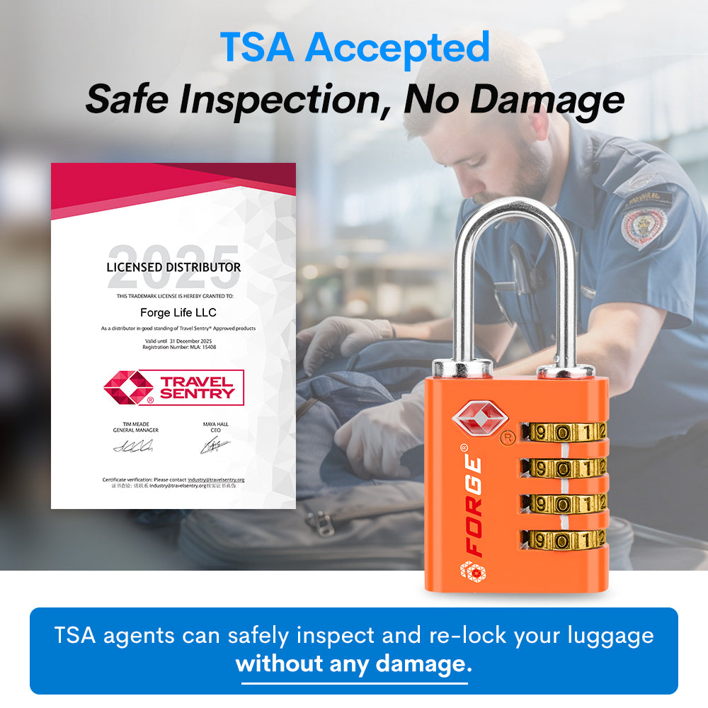 Forge Dual-Access TSA Approved Lock (Guardian series, Orange pack)