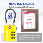 TSA Combination Cable Luggage Lock – Open Alert, Easy-Read Dials (Yellow Pack) - LockSelect 