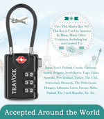 TSA Approved Luggage Cable Lock for Suitcase, Gym Locker & Toolbox (3 Color Pack)