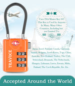 TSA Approved Luggage Cable Lock for Suitcase, Gym Locker & Toolbox (Orange Pack)