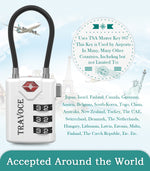 TSA Approved Luggage Cable Lock for Suitcase, Gym Locker & Toolbox (White Pack)