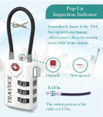 TSA Approved Luggage Cable Lock for Suitcase, Gym Locker & Toolbox (White Pack)