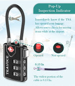 TSA Approved Luggage Cable Lock for Suitcase, Gym Locker & Toolbox (3 Color Pack)