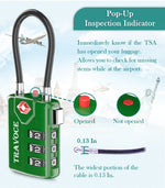 TSA Approved Luggage Cable Lock for Suitcase, Gym Locker & Toolbox (Army Green Pack)