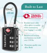 TSA Approved Luggage Cable Lock for Suitcase, Gym Locker & Toolbox (3 Color Pack)