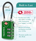 TSA Approved Luggage Cable Lock for Suitcase, Gym Locker & Toolbox (Army Green Pack)