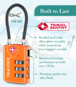 TSA Approved Luggage Cable Lock for Suitcase, Gym Locker & Toolbox (Orange Pack)
