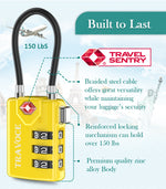 TSA Approved Luggage Cable Lock for Suitcase, Gym Locker & Toolbox (Yellow Pack)