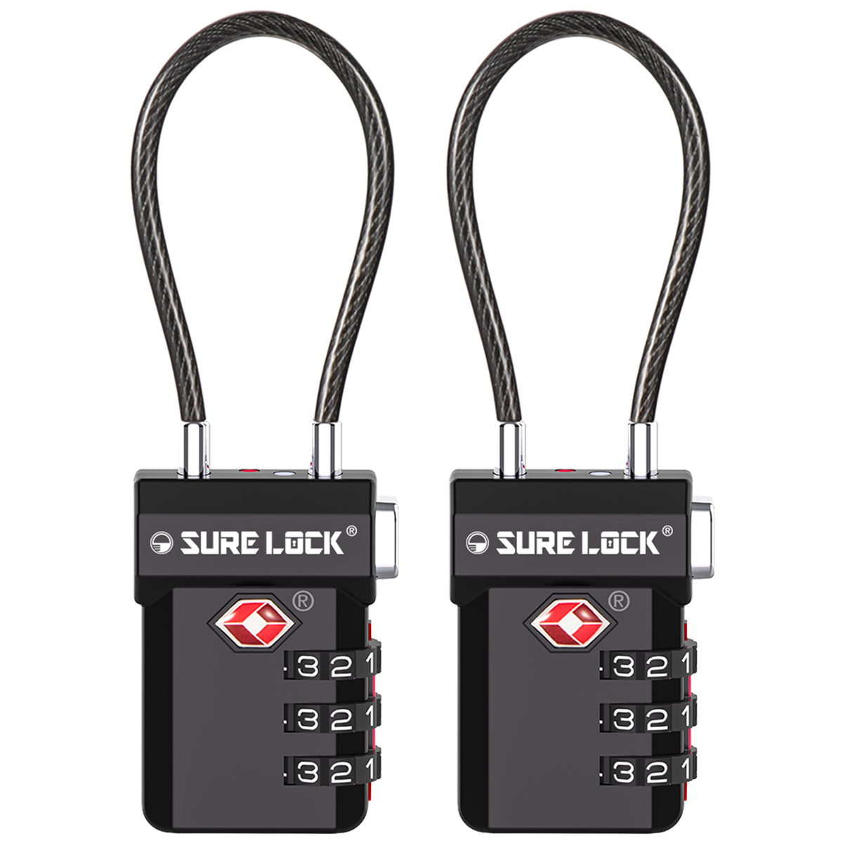 TSA-Approved Cable Luggage Locks - Black