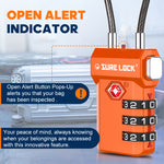 TSA Approved 3-Digit Combination Cable Lock – Large Dial, Red Indicator & Easy-Press Button (Orange Pack) - LockSelect 