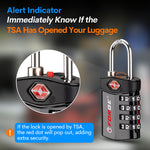 Forge TSA Approved 4-Digit Combination Lock with Open Alert, Black Pack