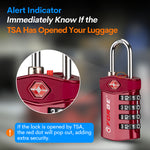 Forge TSA Approved 4-Digit Combination Lock with Open Alert, Red Pack