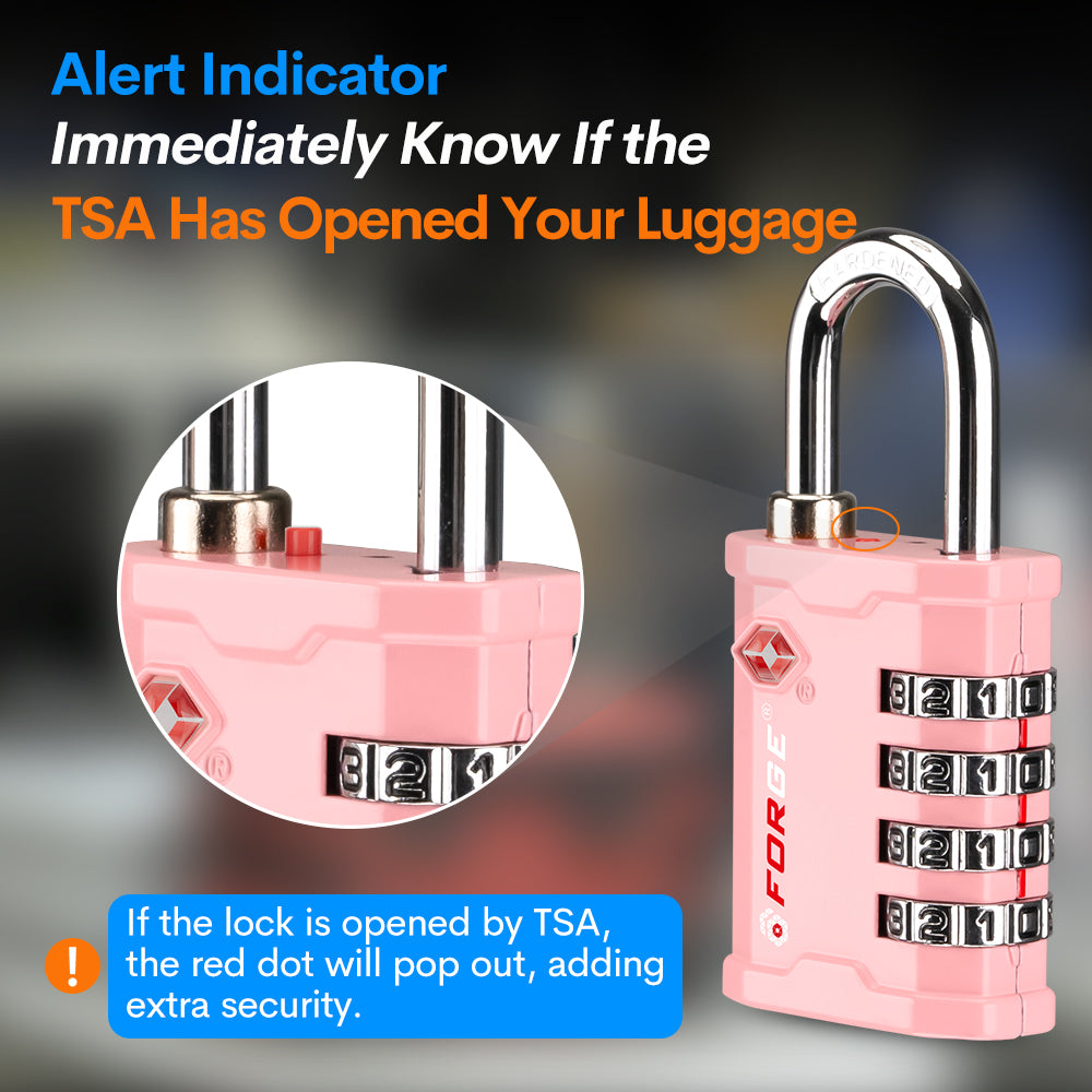 Forge 4-Digit Heavy Duty TSA Approved Lock for Travel & Gym, Pink Pack