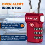 TSA Approved 3-Digit Combination Cable Lock (Red Pack) - LockSelect 