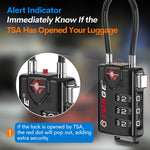 Forge TSA Approved Cable Luggage Lock with Easy-to-Read Dials (Eagle Series, Black Pack)