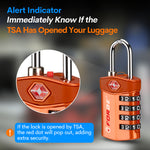 Forge TSA Approved 4-Digit Combination Lock with Open Alert, Orange Pack