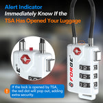 Forge TSA Approved Cable Luggage Lock with Easy-to-Read Dials (Eagle Series, White Pack)