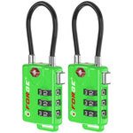 Forge TSA Approved Cable Luggage Lock with Easy-to-Read Dials (Eagle Series, Green Pack)