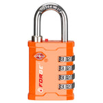 Forge 4-Digit Heavy Duty TSA Approved Lock for Travel & Gym, Orange Pack