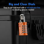 TSA 4-Digit Combination Luggage Padlock – All Metal Travel Lock (Orange Pack) - LockSelect 