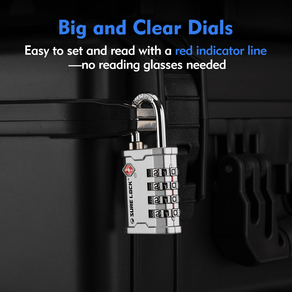 TSA Luggage Padlock – Ideal for Gun Cases, Transport Equipment (Silver Pack) - LockSelect 