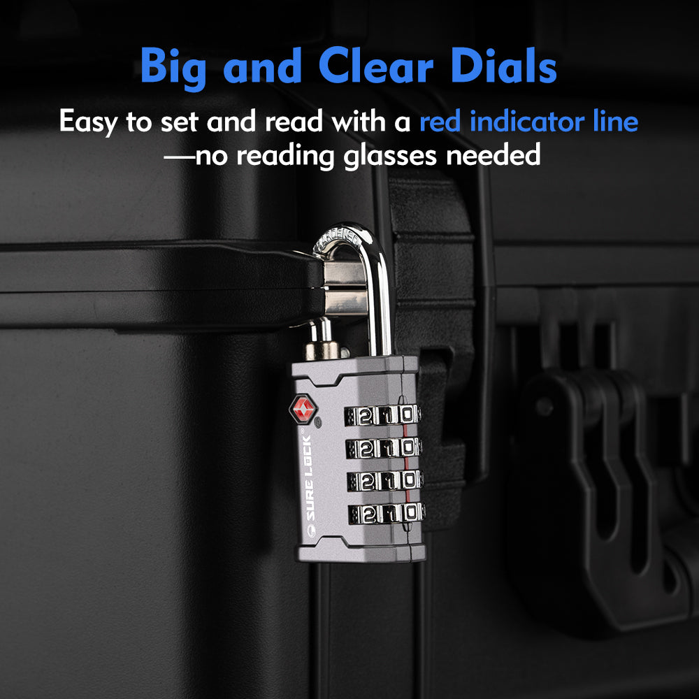 TSA Accepted Combination Luggage Padlock – Ideal for Gun Cases, Transport Equipment, and More (Grey Pack) - LockSelect 