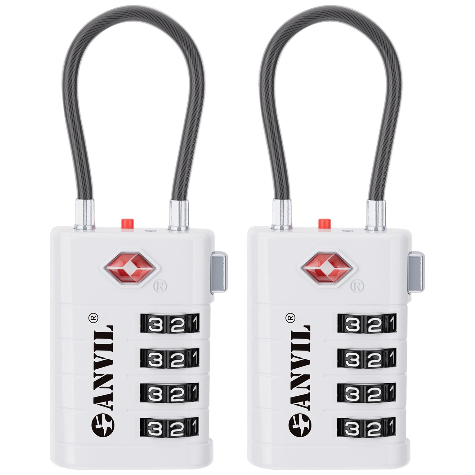4-Digit TSA Approved Luggage Lock – TSA008 Core with Alert Indicator (White Pack)