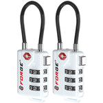 Forge TSA Approved Cable Luggage Lock with Easy-to-Read Dials (Eagle Series, White Pack)