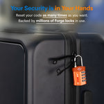 Forge TSA Approved 4-Digit Combination Lock with Open Alert, Orange Pack