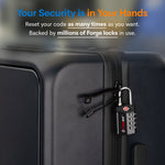 Forge TSA Approved 4-Digit Combination Lock with Open Alert, Black Pack