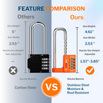 Forge 4-Digit Padlock: Long Shackle for Gym, School & Gate (Defender series, Orange)