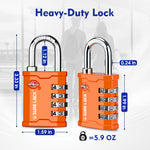 TSA 4-Digit Combination Luggage Padlock – All Metal Travel Lock (Orange Pack) - LockSelect 