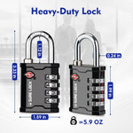 TSA Accepted Heavy Duty Combination Luggage Padlock – Ideal for Gun Cases, Equipment (Black Pack) - LockSelect 