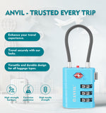High Security TSA008 Combination Travel Lock with Inspection Indicator (Blue Pack)
