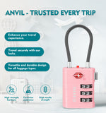 ANVIL TSA Approved Luggage Lock with Inspection Indicator (Pink Pack)
