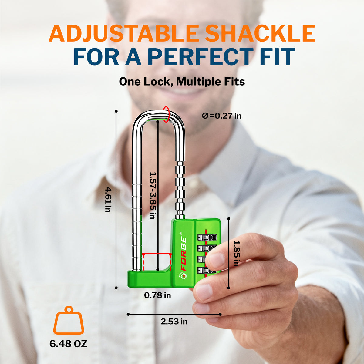 Forge 4-Digit Padlock: Long Shackle for Gym, School & Gate (Defender series, Green)