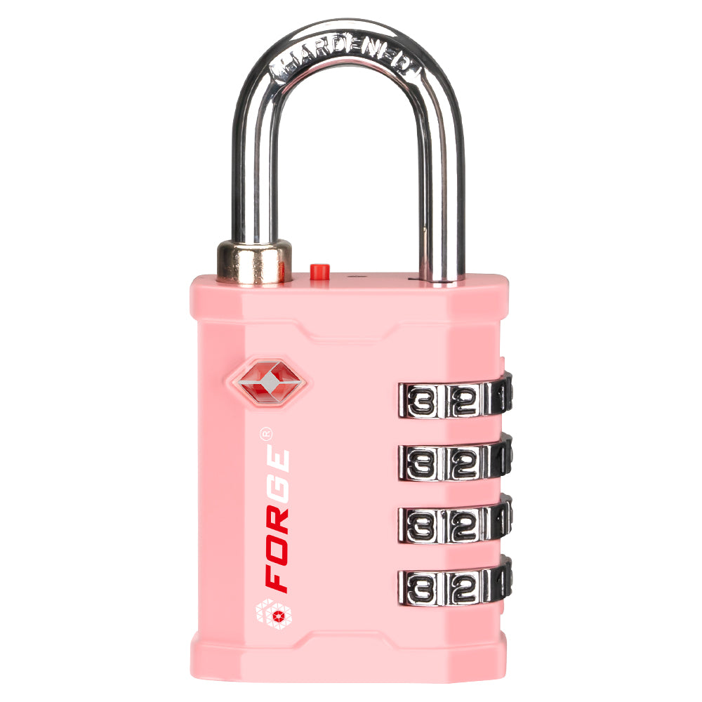 Forge 4-Digit Heavy Duty TSA Approved Lock for Travel & Gym, Pink Pack
