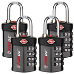 Forge TSA Approved 4-Digit Combination Lock with Open Alert, Black Pack
