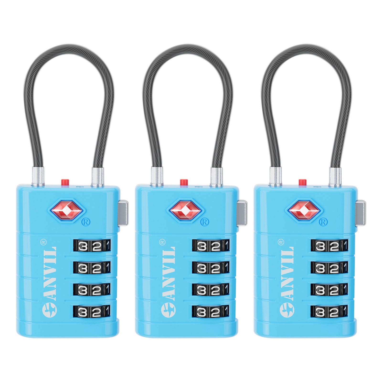 4-Digit TSA Approved Luggage Lock – TSA008 Core with Alert Indicator (Blue Pack)