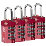 Forge TSA Approved 4-Digit Combination Lock with Open Alert, Red Pack