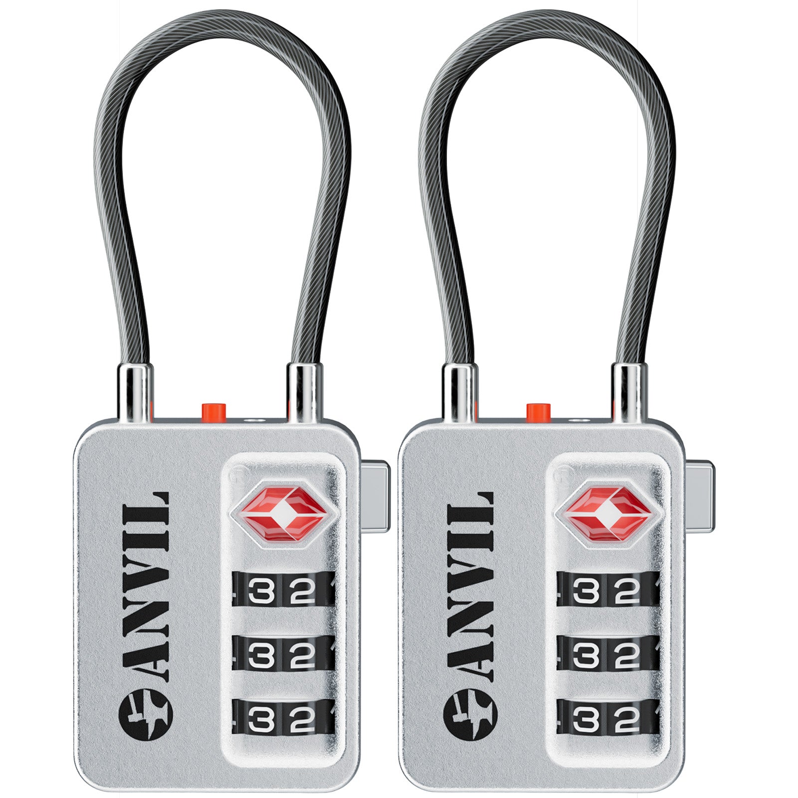 4-Digit TSA Luggage Lock – Advanced TSA008 Core with Alert Indicator(Silver Pack)