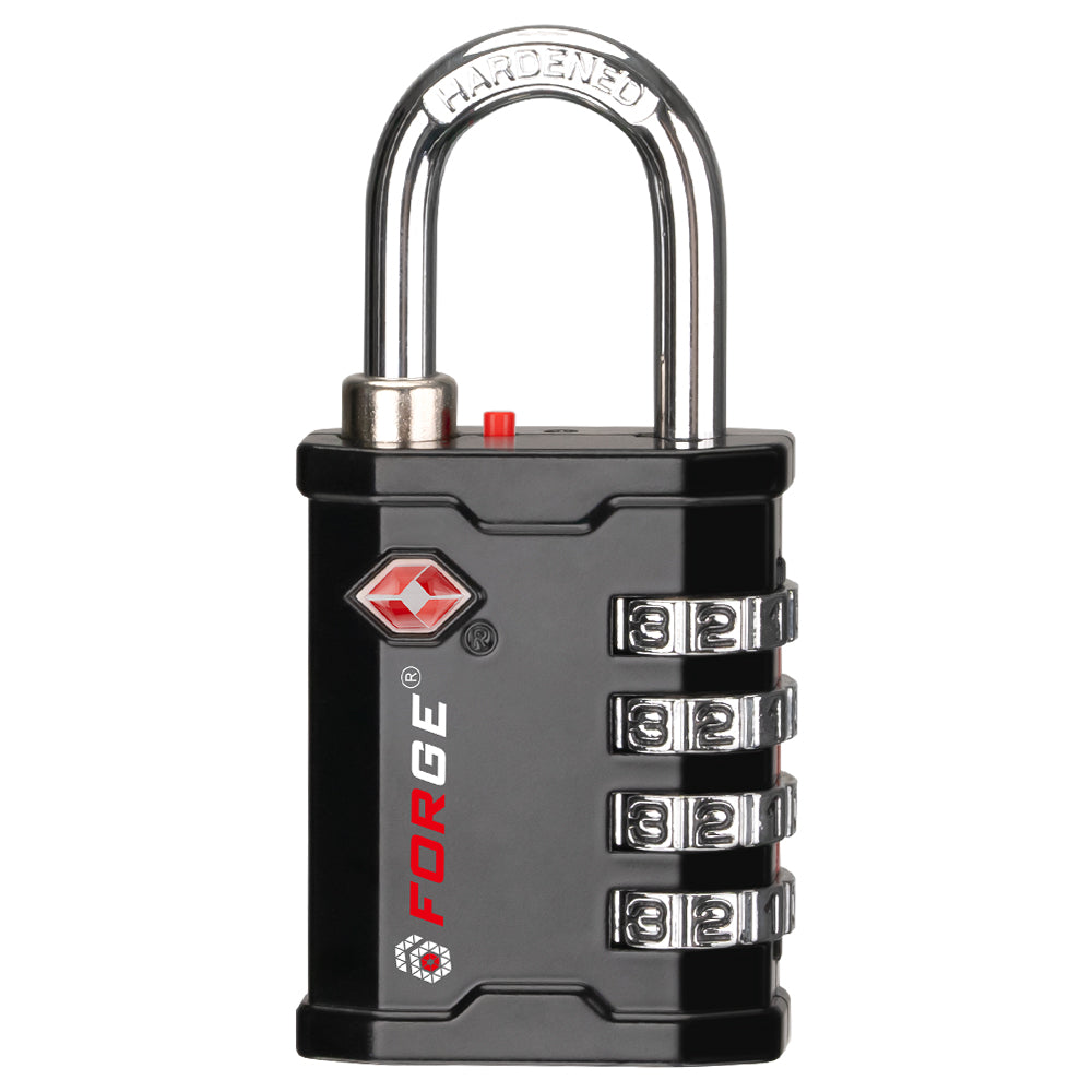 Forge 4-Digit Heavy Duty TSA Approved Lock for Travel & Gym, Black Pack