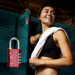 Forge 4-Digit Heavy Duty TSA Approved Lock for Travel & Gym, Red Pack