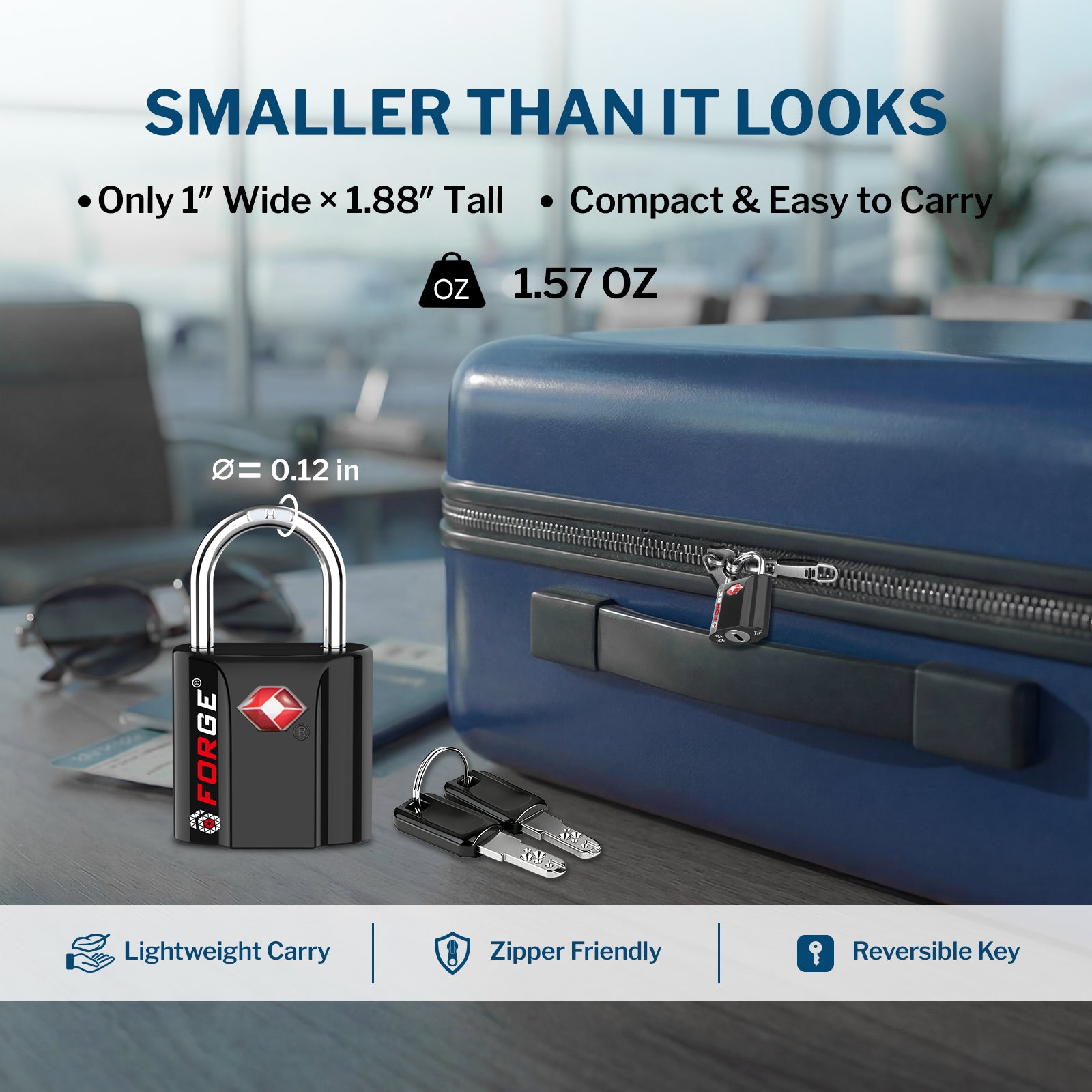 Forge TSA Approved Key Locks for Travel - Compact Alloy (OX Series, 4 Colors Pack)