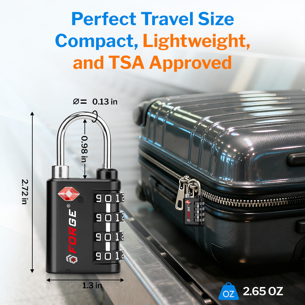 Forge Dual-Opening TSA Lock: Combo & Key Access , Black Pack