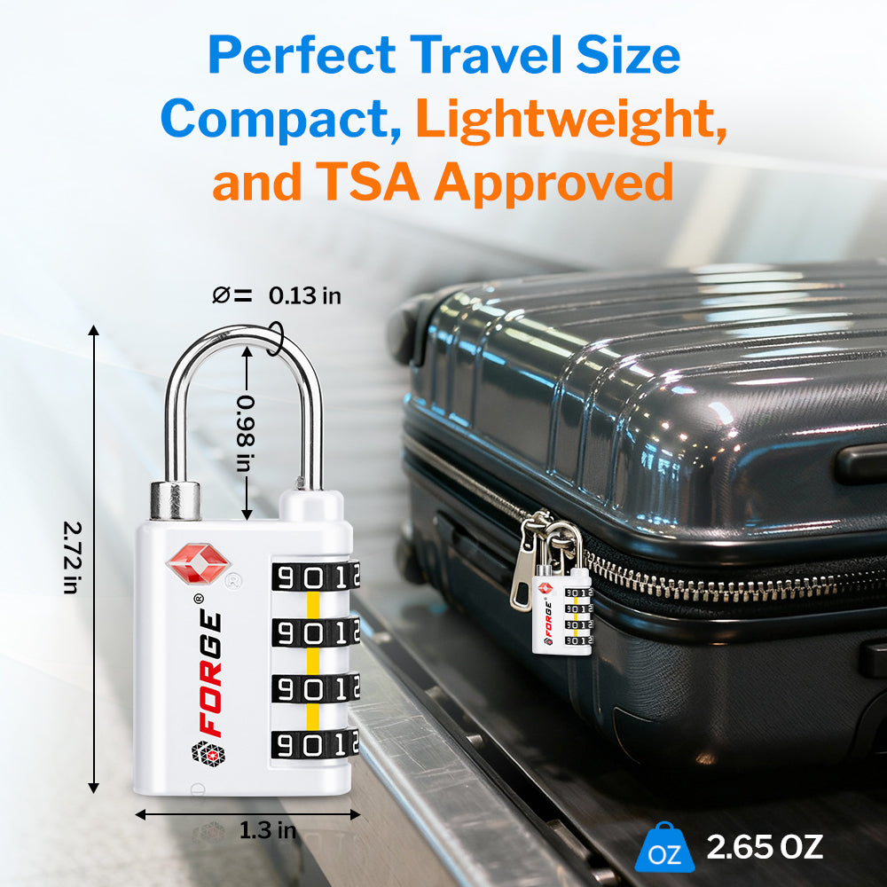 Forge Dual-Opening TSA Lock: Combo & Key Access , White Pack